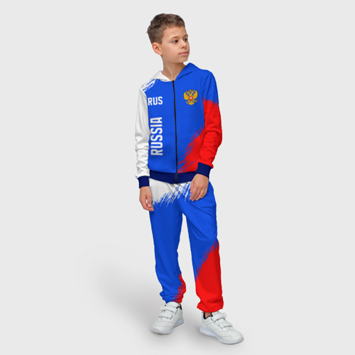 Детский 3D костюм с принтом Триколор и герб России, фото на моделе #1