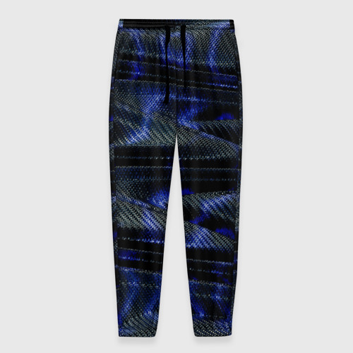Мужские брюки 3D Темно синие карбоновые волны, цвет 3D печать