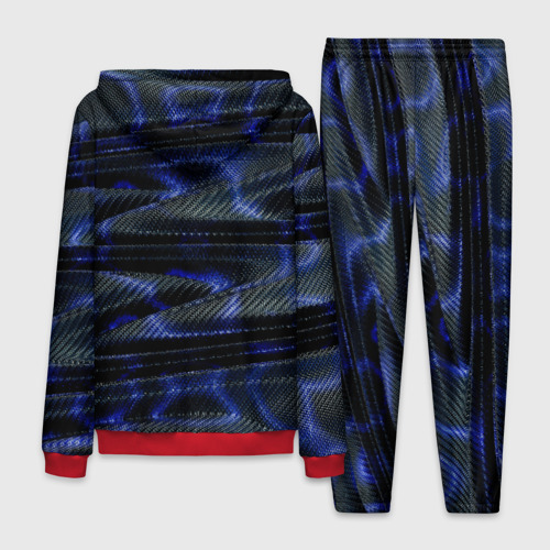 Мужской костюм 3D Темно синие карбоновые волны, цвет красный - фото 2