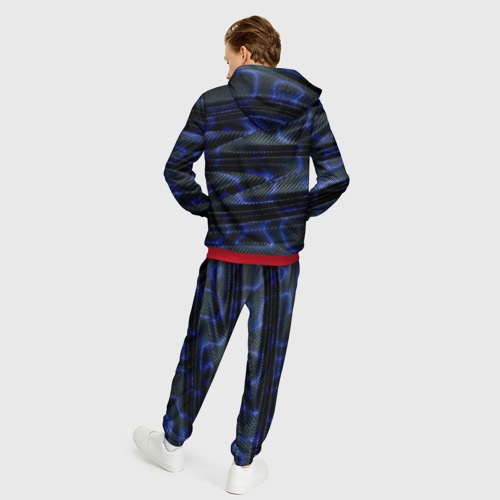 Мужской костюм 3D Темно синие карбоновые волны, цвет красный - фото 4