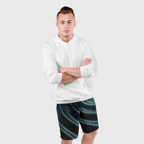 Мужские шорты спортивные Темная волна, цвет 3D печать - фото 5