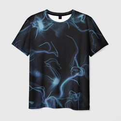 Мужская футболка 3D Синие неоновые молнии