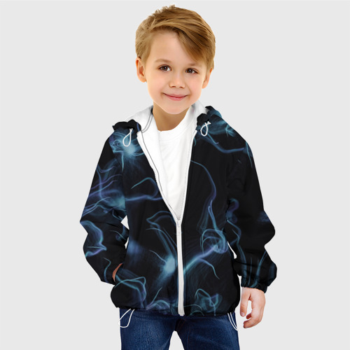 Детская куртка 3D Синие неоновые молнии, цвет белый - фото 3