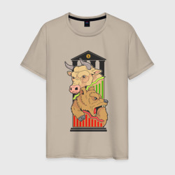 Мужская футболка хлопок Биржа бык и медведь