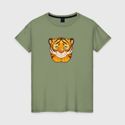 Женская футболка хлопок Милый маленький тигр
