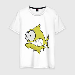 Мужская футболка хлопок Испуганная рыба пиранья