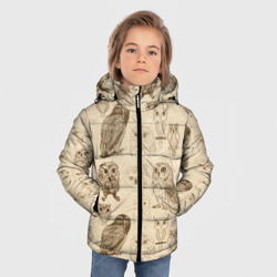 Зимняя куртка для мальчиков 3D Эскизы сов тетрадный лист в клетку  - фото 2