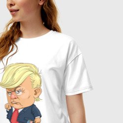 Женская футболка хлопок Oversize Мистер Трамп - фото 2