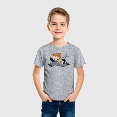 Детская футболка хлопок Money Trump, цвет меланж - фото 3