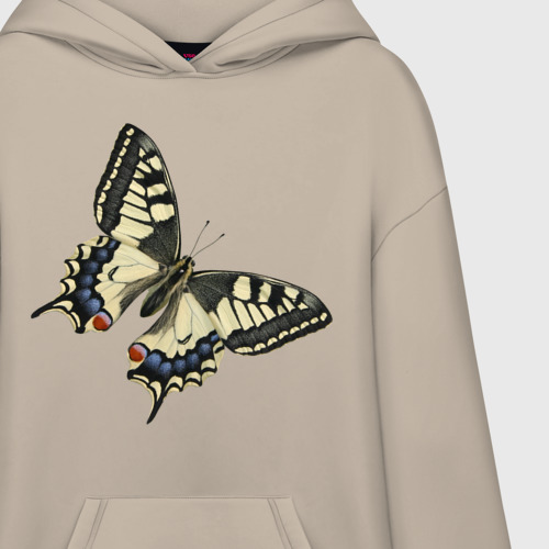 Худи SuperOversize хлопок Бежевая бабочка, цвет миндальный - фото 3