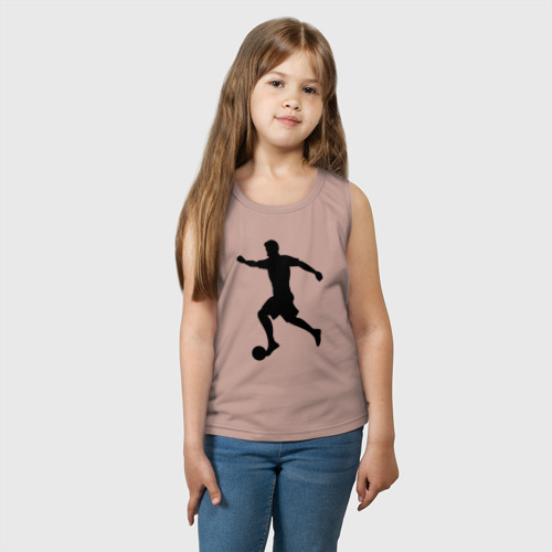 Детская майка хлопок Черный силуэт футболиста с мячом, цвет пыльно-розовый - фото 3