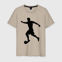 Черный силуэт футболиста с мячом – Мужская футболка хлопок с принтом купить со скидкой в -20%