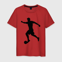 Черный силуэт футболиста с мячом – Мужская футболка хлопок с принтом купить со скидкой в -20%