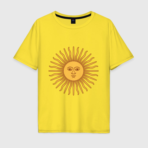 Мужская футболка хлопок Oversize Лицо солнца, цвет желтый
