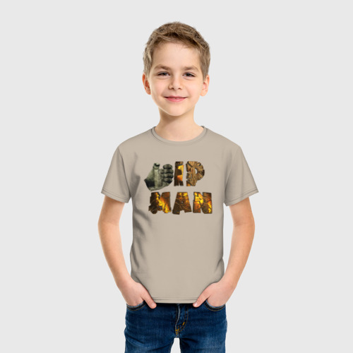 Детская футболка хлопок IP Man fist, цвет миндальный - фото 3