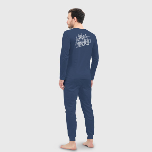 Мужская пижама с лонгсливом хлопок Поднятие уровня в одиночку Граффити, цвет темно-синий - фото 4