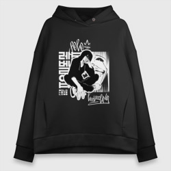 Женское худи Oversize хлопок Поднятие уровня в одиночку Граффити