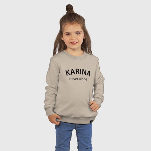 Детский свитшот хлопок Karina never alone - motto, цвет миндальный - фото 3