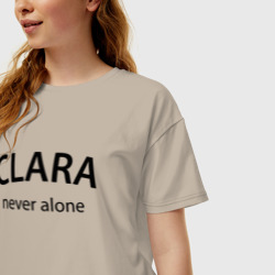 Женская футболка хлопок Oversize Clara never alone - motto - фото 2