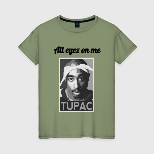 Женская футболка хлопок 2pac Art All eayz on me, цвет авокадо