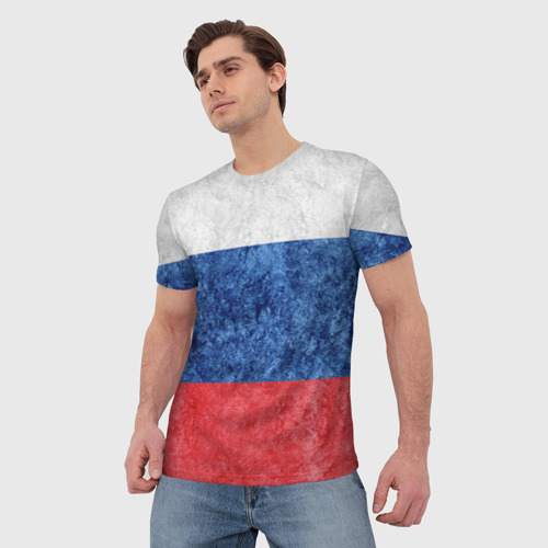 Мужская футболка 3D Флаг России разноцветный, цвет 3D печать - фото 3