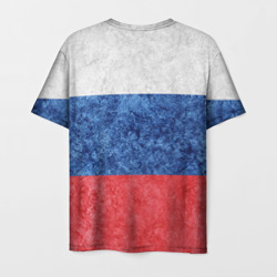 Футболка с принтом Флаг России разноцветный для женщины, вид сзади №1. Цвет основы: белый