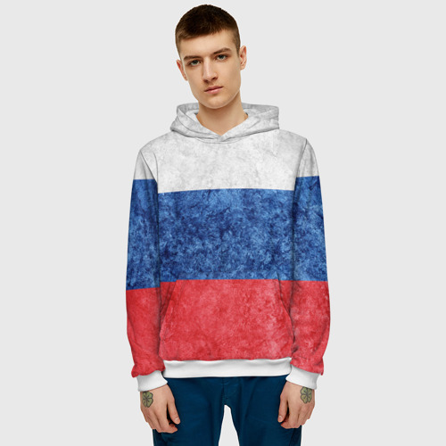 Мужская толстовка 3D Флаг России разноцветный, цвет белый - фото 3