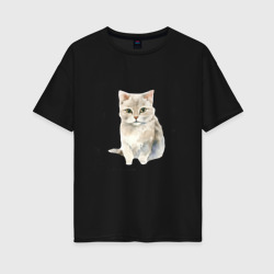 Очень красивый кот акварельный – Женская футболка хлопок Oversize с принтом купить со скидкой в -16%