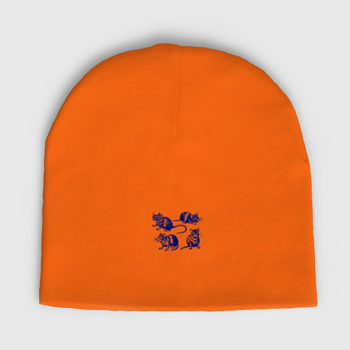 Детская шапка демисезонная Векторные крысы , цвет оранжевый