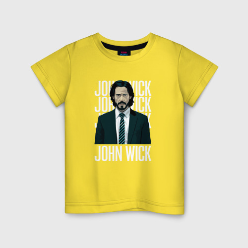 Детская футболка хлопок Джон Уик портрет, цвет желтый