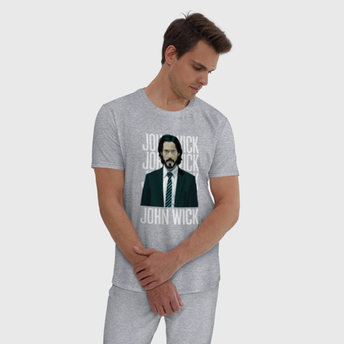 Мужская пижама хлопок с принтом Джон Уик портрет, фото на моделе #1