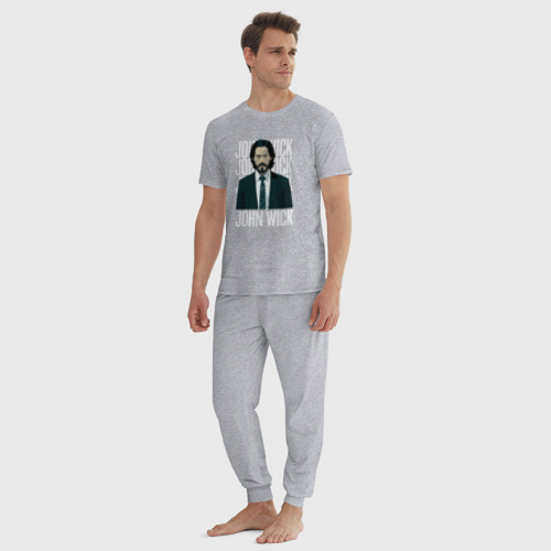 Мужская пижама хлопок с принтом Джон Уик портрет, вид сбоку #3
