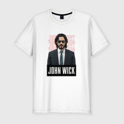 Мужская футболка хлопок Slim Джон Уик в черных очках