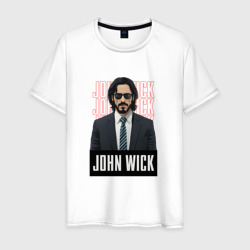 Джон Уик в черных очках – Мужская футболка хлопок с принтом купить со скидкой в -20%