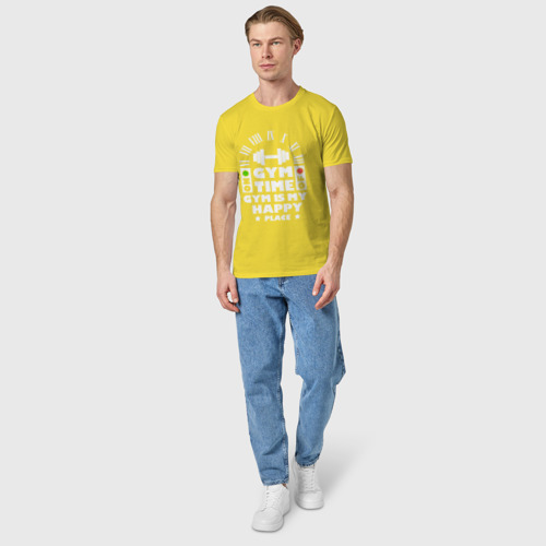 Мужская футболка хлопок Время спортзала, цвет желтый - фото 5