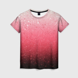 Градиент розово-чёрный брызги – Женская футболка 3D с принтом купить со скидкой в -26%
