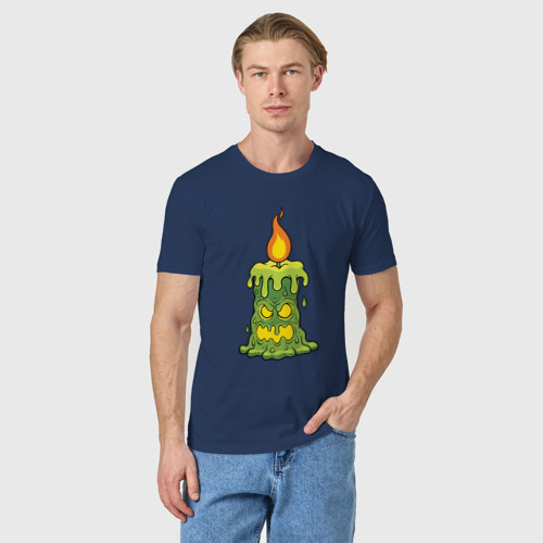 Мужская футболка хлопок Злобная свеча, цвет темно-синий - фото 3