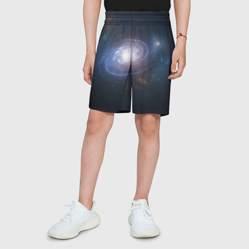 Детские спортивные шорты 3D с принтом Спиральная галактика, вид сбоку #3