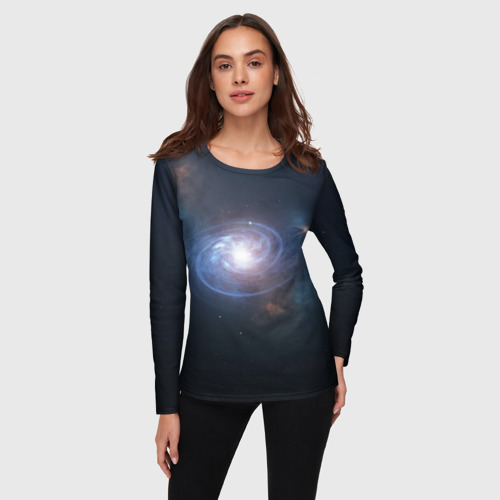 Женский лонгслив 3D с принтом Спиральная галактика, фото на моделе #1