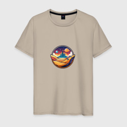 Векторный город в пустене – Мужская футболка хлопок с принтом купить со скидкой в -20%