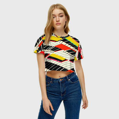 Женская футболка Crop-top 3D Пианинка, цвет 3D печать - фото 3