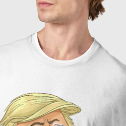 Футболка с принтом Трамп патриот для мужчины, вид на модели спереди №4. Цвет основы: белый