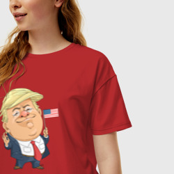 Женская футболка хлопок Oversize Трамп патриот - фото 2