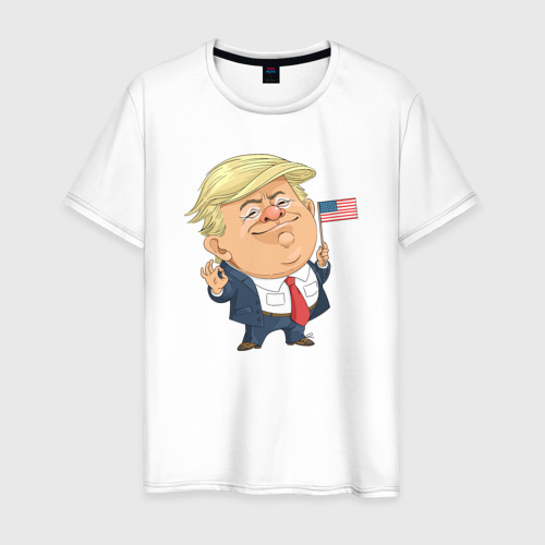 Мужская футболка из хлопка с принтом Трамп патриот, вид спереди №1
