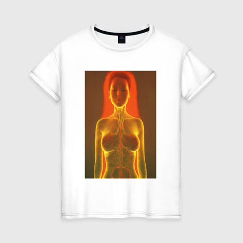 Женская футболка из хлопка с принтом Рентген женщины, вид спереди №1
