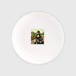 Тарелка Mona Lisa on a motorcycle - ai art