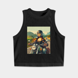 Женская укороченная майка-топ хлопок Mona Lisa on a motorcycle - ai art