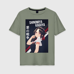 Женская футболка хлопок Oversize Госпожа Кагуя в любви как на войне