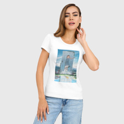 Женская футболка хлопок Slim Судзумэ закрывающая двери стульчик - фото 2