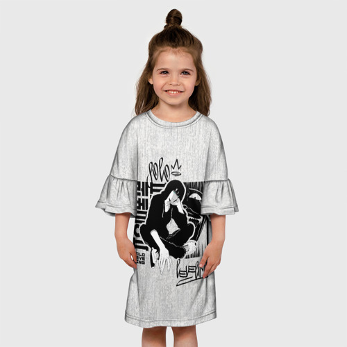 Детское платье 3D с принтом Solo leveling street black, вид сбоку #3